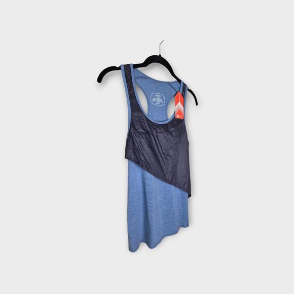 NEW Oiselle Womens Holepunch Racerback Tank Blue sz 2 Running Athletic Mesh - Picture 2 of 7